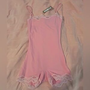 SKIMS NWT Pink Lace Jumpsuit in Tonal Bubblegum